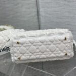 Dior Lady Five Grid Princess Diana Furry Spot Handbag - White - Image 3