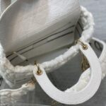 Dior Lady Five Grid Princess Diana Furry Spot Handbag - White - Image 2