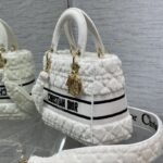 Dior Lady Five Grid Princess Diana Furry Spot Handbag - White - Image 4