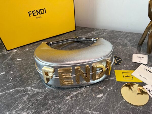 Fendi Praphy Underarm Small Bag - Silver - Image 3