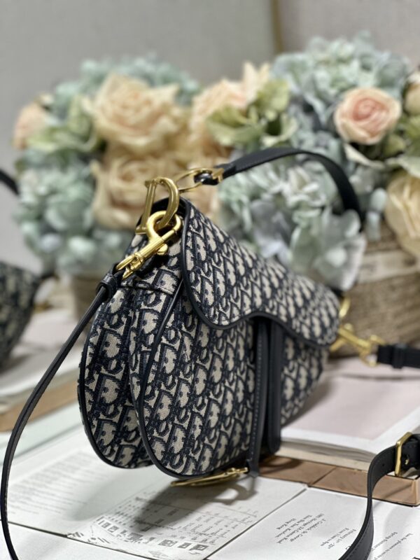 Dior Large Saddle Handbag - Blue Cloth With Leather - Image 3