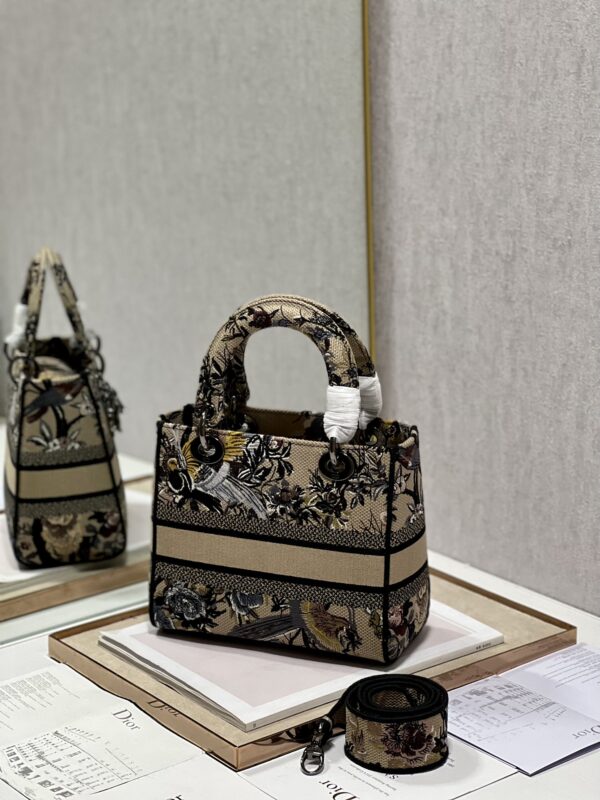 Dior Lᴀᴅʏ Embroidered Concubine Diana Bag - Apricot Magpie - Image 5