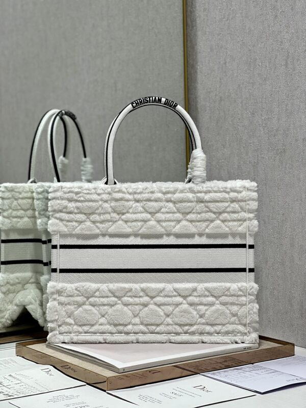 Dior Mini Book Tote Shopping Bag - White - Image 4