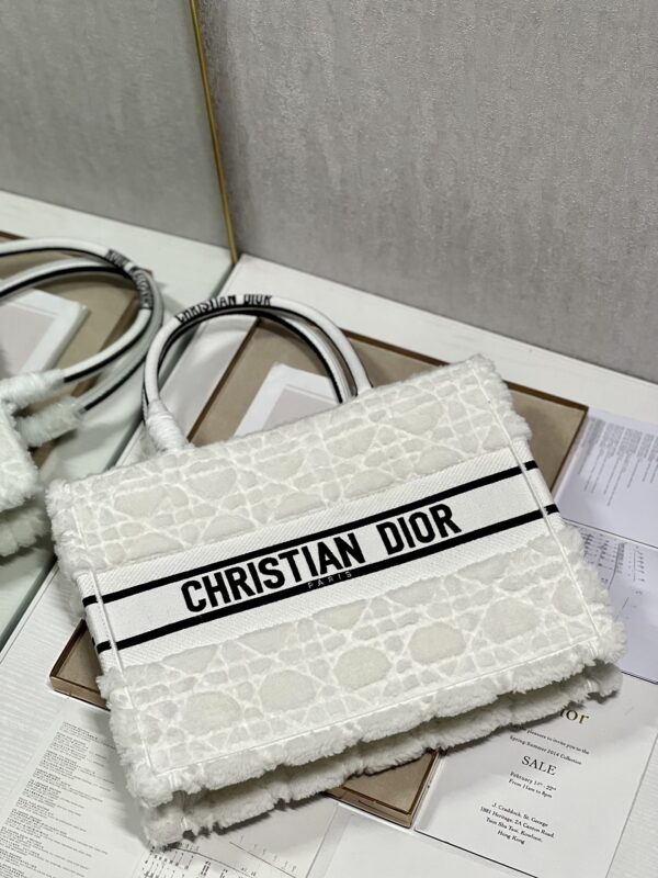Dior Mini Book Tote Shopping Bag - White - Image 3
