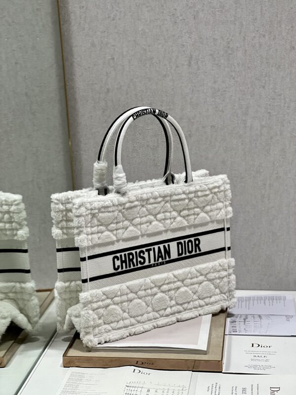 Dior Mini Book Tote Shopping Bag - White - Image 5