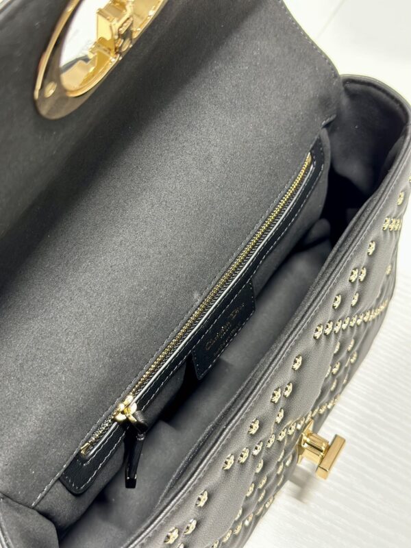 Dior Medium Caro Handbag - Pentagonal Star Black Gold Buckle - Image 2
