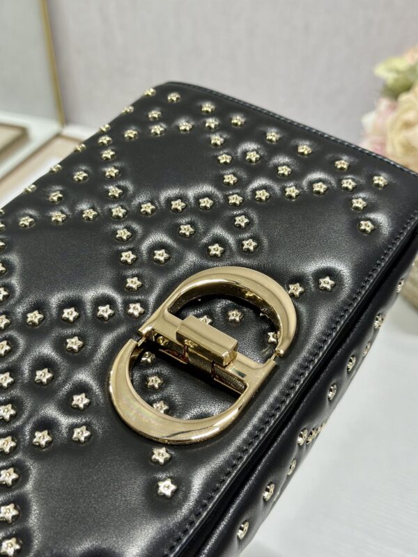Dior Medium Caro Handbag - Pentagonal Star Black Gold Buckle - Image 5