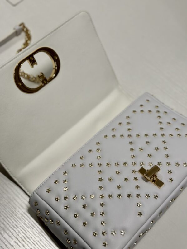 Dior Medium Caro Handbag - Pentagonal Star White Gold Buckle - Image 2