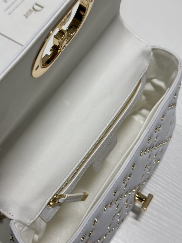 Dior Medium Caro Handbag - Pentagonal Star White Gold Buckle - Image 3