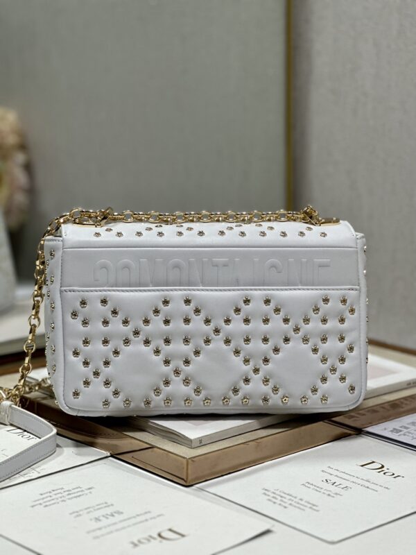 Dior Medium Caro Handbag - Pentagonal Star White Gold Buckle - Image 5