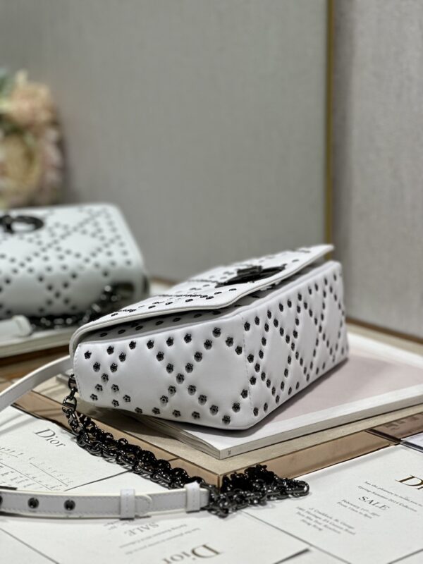 Dior Medium Caro Handbag - Pentagonal Star White Gun Buckle - Image 4