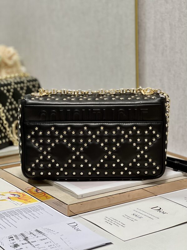 Dior Large Caro Handbag - Pentagram Black Gold Buckle - Image 5