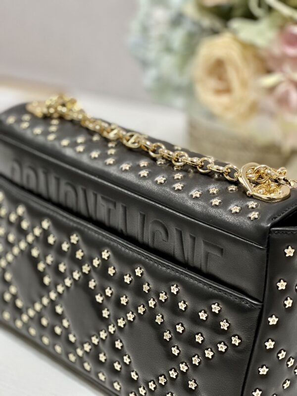 Dior Large Caro Handbag - Pentagram Black Gold Buckle - Image 2