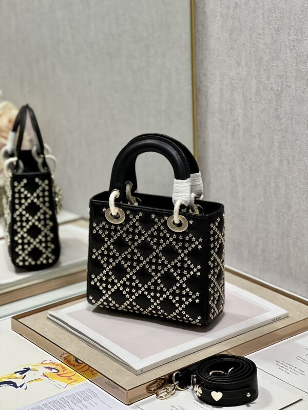 Dior Mini Lucky Star Shaped Rivet Beads Handbag - Black - Image 5