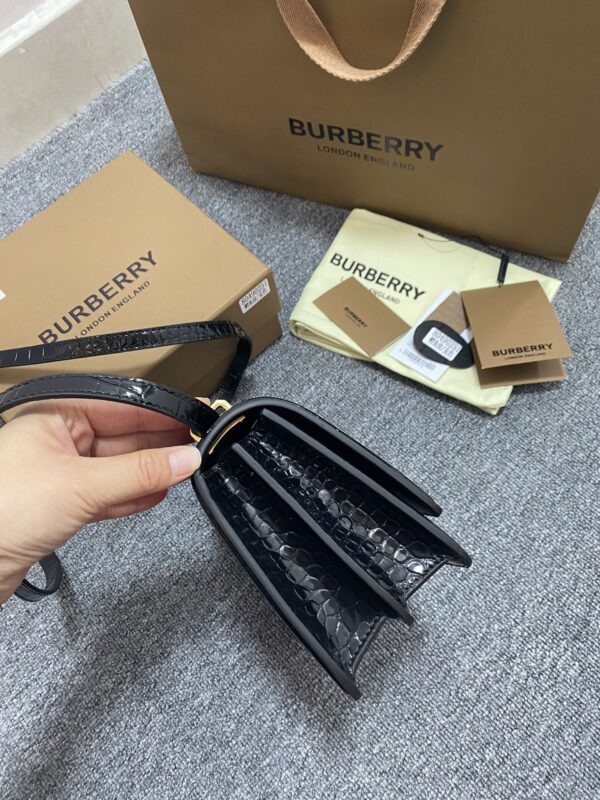 Burberry Crocodile Texture Logo Lock bag - Black - Image 3