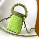 Fendi Mon Tresor Mini FF Embroidered Bucket Bag - Green - Image 5