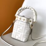 Fendi Mon Tresor Mini FF Embroidered Bucket Bag - White - Image 5
