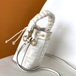 Fendi Mon Tresor Mini FF Embroidered Bucket Bag - White - Image 4
