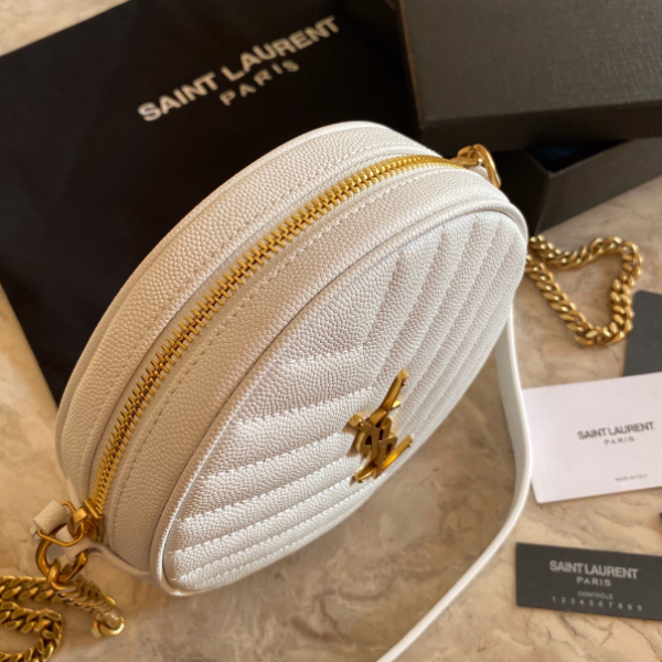 YSL Vinyle Cute Round Bag  - White - Image 5