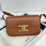 Celine Triomphe Shiny Cow Leather Shoulder Bag - Brown