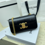Celine Chain Underarm Triomphe Canvas Bag - Black