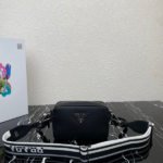 Prada Single-Pull Double Shoulder Strap Handbag - Black