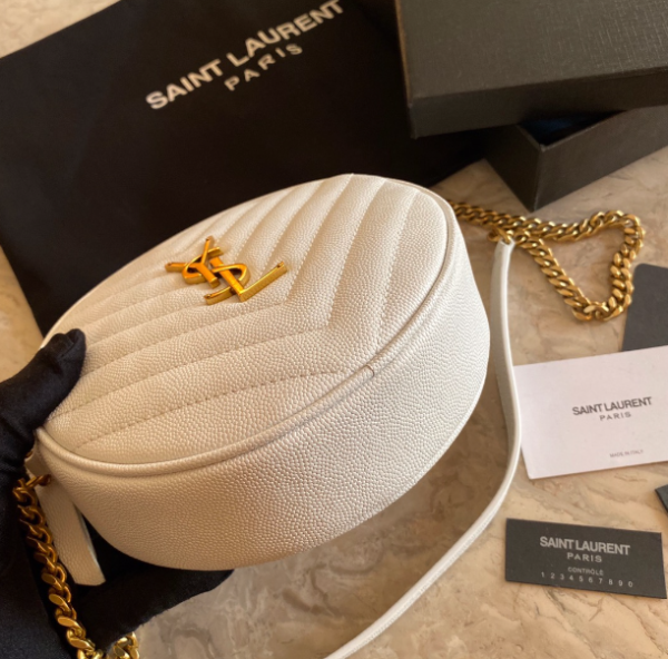 YSL Vinyle Cute Round Bag  - White - Image 4