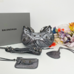 Balenciaga Le Cagole Half-Moon Small Armpit Dumpling Bag - Silver