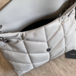 YSL Bi-Fold Back Shoulder Quilted Lambskin Large Bag – White (Silver) - Image 3