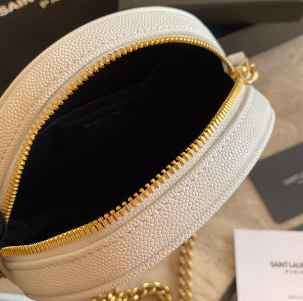 YSL Vinyle Cute Round Bag  - White - Image 2