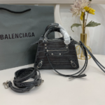 Balenciaga Neo Classic Mini Crocodile Handbag - Gray