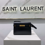 YSL Women Manhattan Baguette Box Small Leather Bag - Black