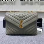 YSL LouLou Y-Shaped Satchel Large Handbag - Metal Gray