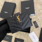 YSL Caviar Card Holder - Black (Golden)