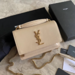 YSL Hot Toothpick Pattern Small Handbag - Caramel