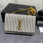 YSL Linen Stripe Cross-body Tassel Bag