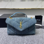 YSL Loulou Puffer Denim Small Handbag - Blue