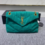 YSL Lou Lou's Large Canvas Cloud Bag - Sea Green