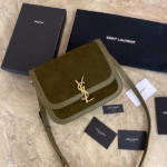 YSL SOLFElNO Suede and Denim Medium Size Handbag - Green