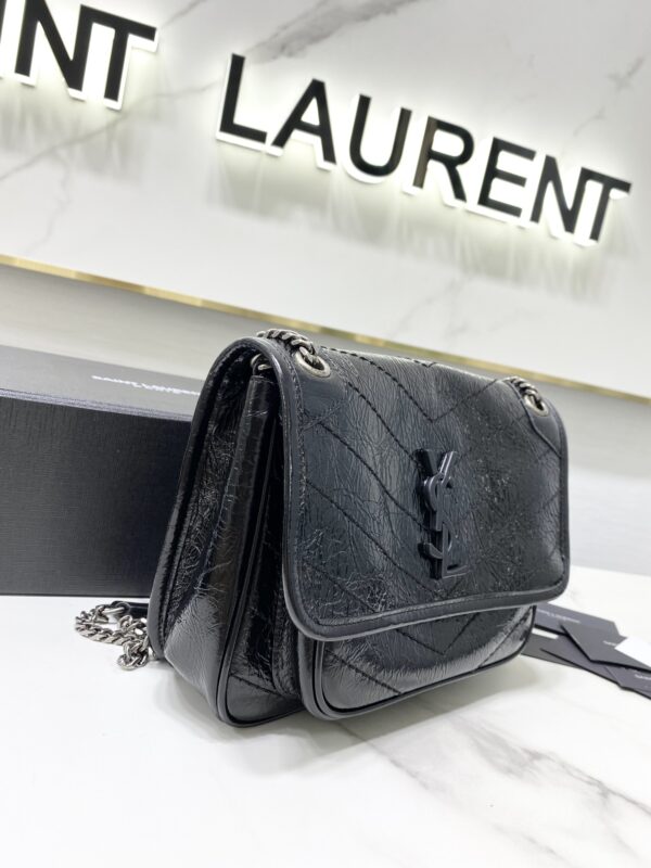 YSL Saint Laurent's Niki's Small Handbag - Black Silver - Image 4
