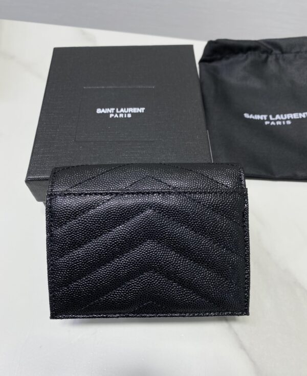YSL Caviar Cowhide Y Shaped Wallet - Black - Image 5