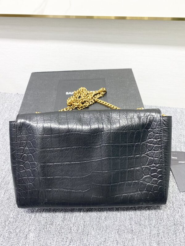 YSL Yves Saint Laurent Crocodile Chain Handbag - Black - Image 5