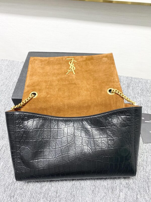 YSL Yves Saint Laurent Crocodile Chain Handbag - Black - Image 3