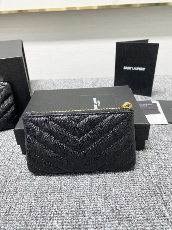 YSL Caviar Zipper Coin Purse - Black - Image 5