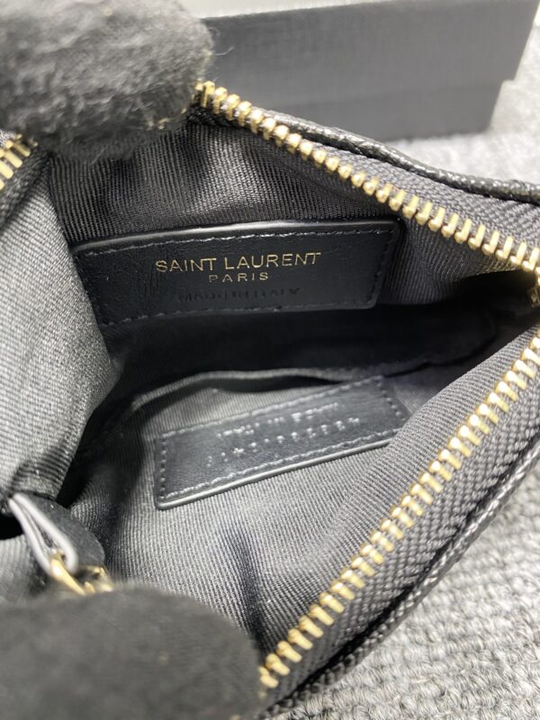 YSL Caviar Zipper Coin Purse - Black - Image 2
