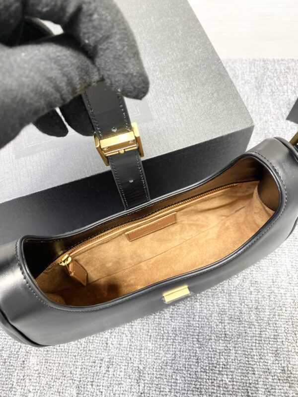 YSL Cowhide Texture Armpit Bag - Black - Image 2