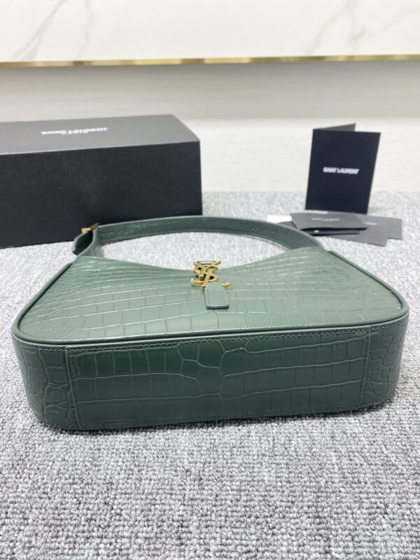 YSL’s New Crocodile Pattern Armpit Bag - Green - Image 3