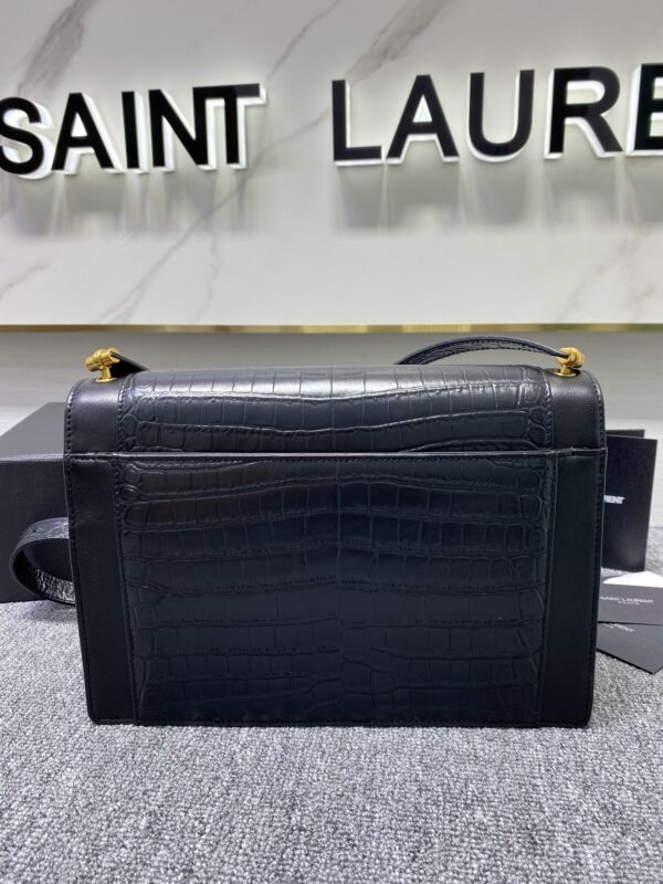 YSL Saint Laurent's Crocodile Pattern Shoulder Bag - Black - Image 5
