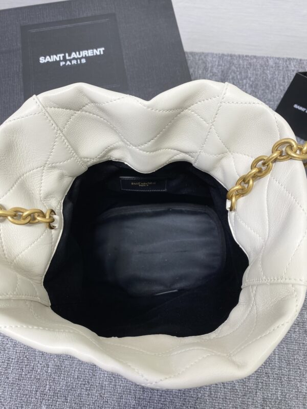 YSL LE MAILLON Buckle Bucket Bag - White - Image 2