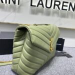 YSL LouLou Y-Shaped Satchel Large Handbag - Light Green - Image 4